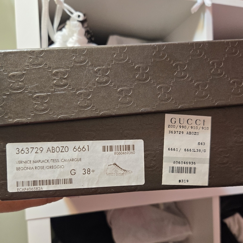 EUC Gucci Sylvie Web Accent Patent Leather High Top Sneakers IT 38.5 US 8.5 - Picture 14 of 14